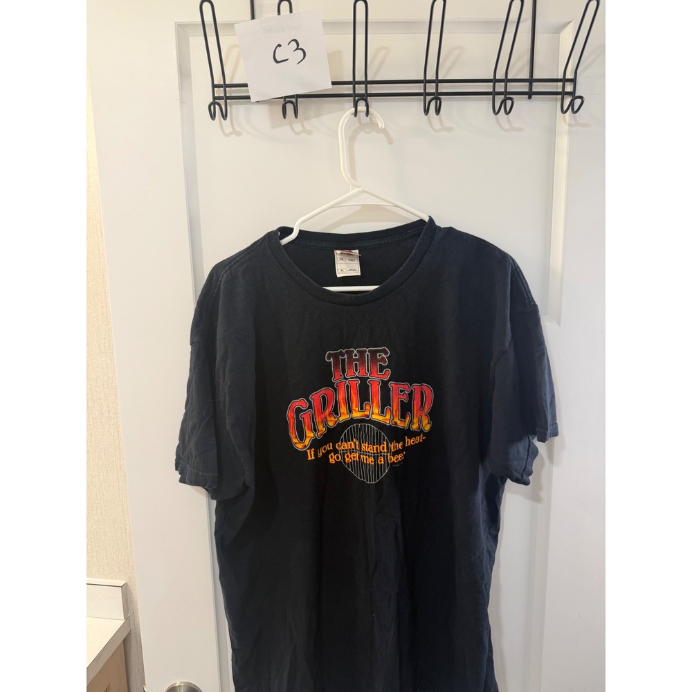 Fruit of the Loom The Griller Graphic T-Shirt Mens XL Black Short Sleeve Cotton‎